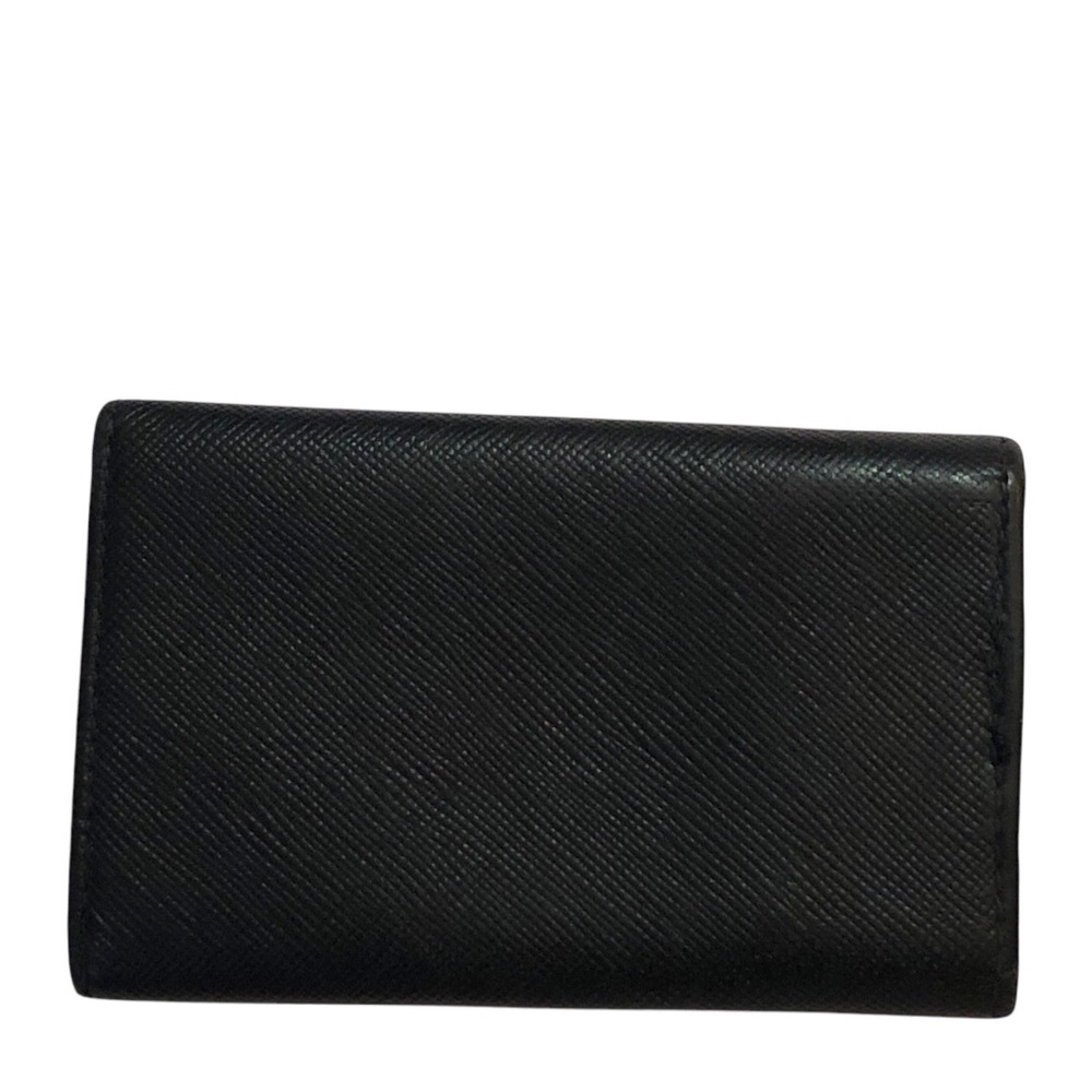 Prada Logo Black Silver Plaque Tri-Fold Key Case Key Unisex Logo Luxury HP - Picture 2 of 14